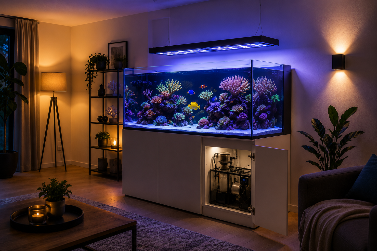 LED Mega Store en het licht rondom een zeeaquarium